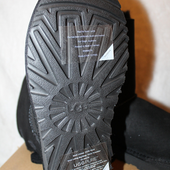 UGG WOMEN'S BAILEY BOW CLASSIC‎ SHORT BOOTS NEW BLACK SZ 5 - Picture 5 of 8